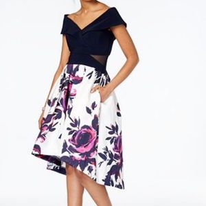 Off-the-shoulder Floral-Print Dress